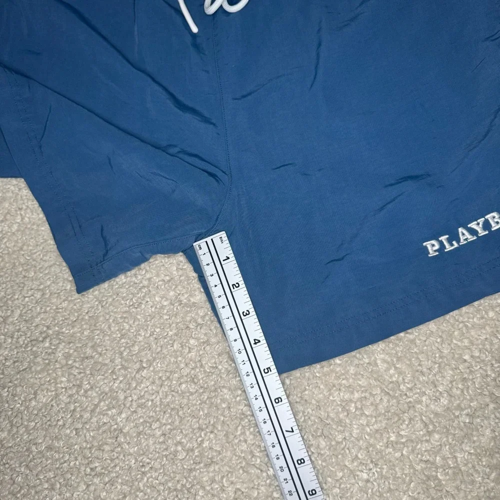 Playboy‎ x PacSun Men's L Blue Swim Trunks Mesh Lined Shorts Embroidered Logo